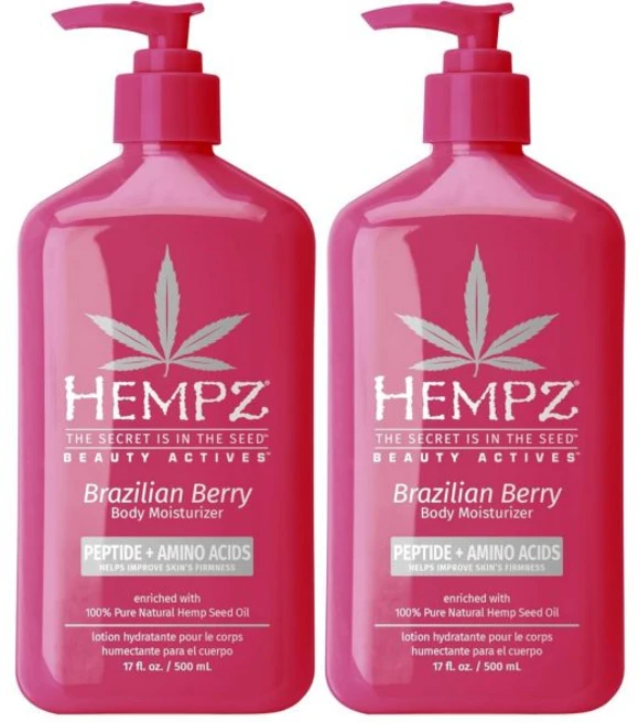 Hempz 스위트 자스민 & 로즈 허벌 바디 모이스처라이저 (여성용 480ml) - 100% 순수 헴프씨드 오일 콜라겐 시어버터 함유 피부용 수분 공급 로션 136835, Brazilian Berry, 17 Fl Oz (Pack of 2), 1, 500ml - 쿠팡