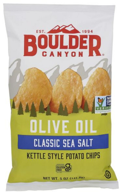 Boulder Canyon 감자칩 볼더 캐년 클래식 소금 올리브 오일로 만든 케틀 글루텐 프리 5온스 12개 묶음