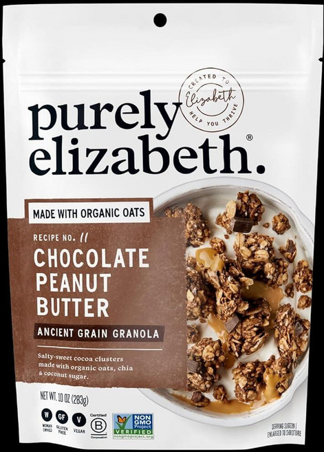 Purely Elizabeth 그래놀라 땅콩 버터 콜라겐 케토 그래놀라 견과류와 씨앗으로 제작 그레인 프리 글루텐 프리 GMO 프리 (226.8g(8온스) 백), 시나몬 땅콩 버터, 8 Ounce (Pack of 1), 1개