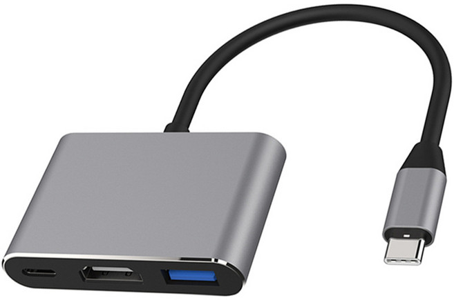 도킹 스테이션Nku USB C 4in1 도킹 스테이션 Type-C Thunderbolt3-듀얼 4K UHD 디스플레이 3.0 PD Macbook, HD 3in1, 1개