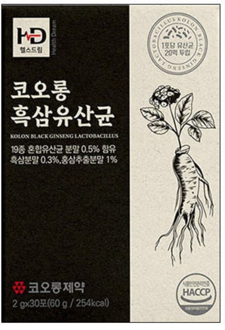 코오롱 흑삼유산균, 2g, 30개