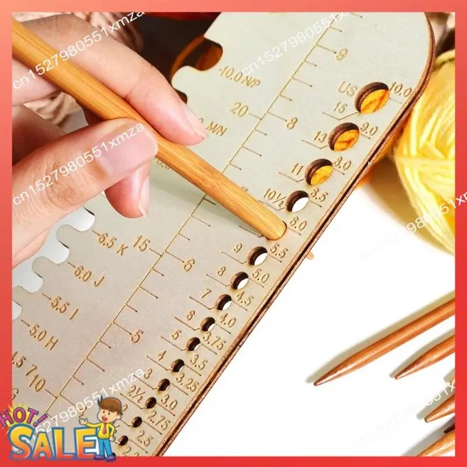 ABCL 양말 뜨개질 눈금자 나무 뜨개질 바늘 크기 게이지 측정 도구 양말 DIY 용 정확한 눈금자 니트 차단기, 01 Log wood