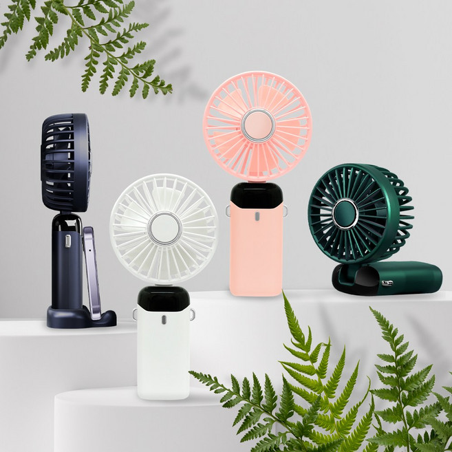 엑스트라 블루스톰 F16 LED 배터리잔량표기 핸디선풍기 (넥스트랩 받침대 포함), 네이비