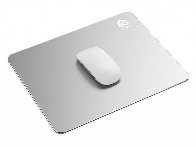 BuddhiGear 알루미늄 합금 마우스패드 방수 미끄럼방지 사무실 게이밍 전용 고속 정밀 마우스 패드, 1개, 은색
