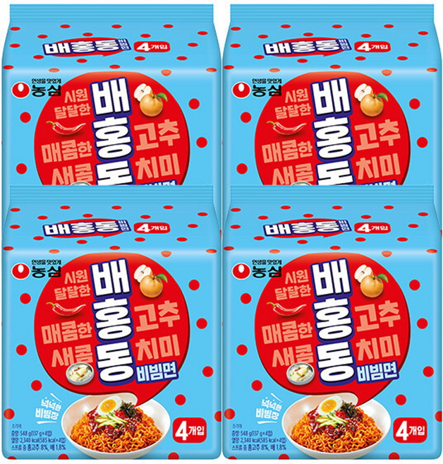 농심 배홍동비빔면 137g 4입 4개, 16개