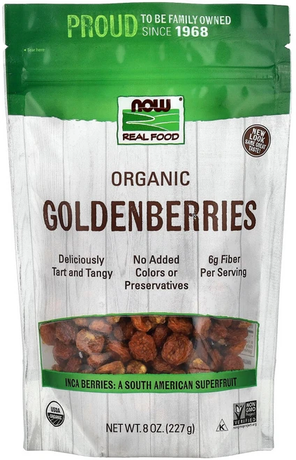 NOW Foods 리얼 푸드 (Real Food) 인증된 유기농 골든 베리 8 온스 (227 그램) 1팩, 1개 - 쿠팡