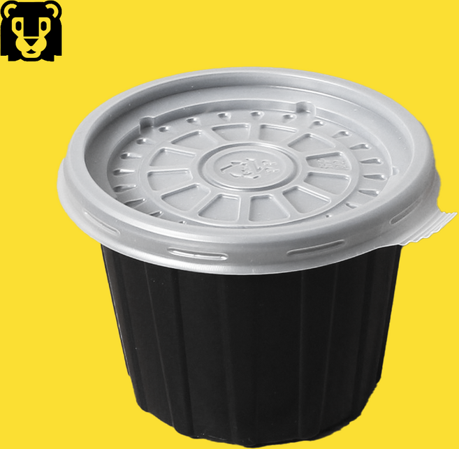 사자팩 국물용기 95파이 검정 대 (몸통+뚜껑) 소스 밥 장국, 1세트, 1000개