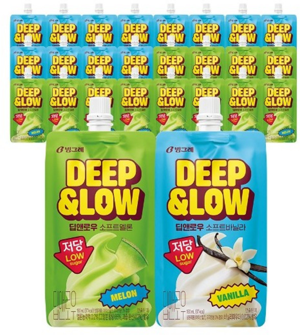 기타 빙그레 딥앤로우 소프트 바닐라 12개 + 멜론 저당 아이스크림, 24개, 160ml