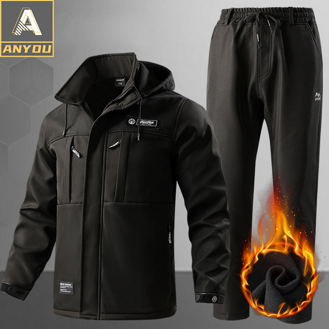 ANYOU 남자 겨울 아웃도어 작업복 세트 방한복 정비복 전투복 따듯한 방한 + 방수 + 방풍 기능성 재킷 상하복세트