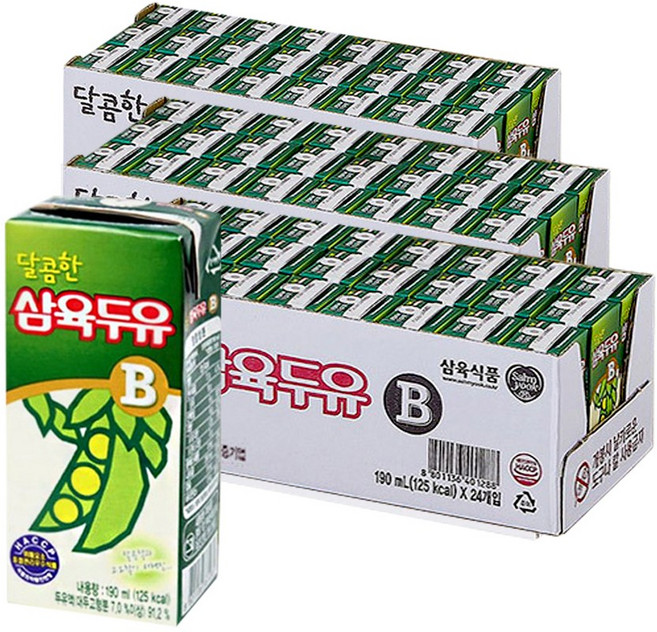 삼육두유 달콤한맛B 두유, 190ml, 72개