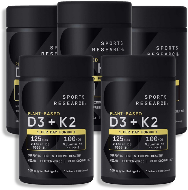 스포츠리서치 D3+K2 대용량 160정, 5개