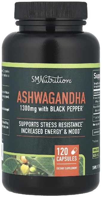 SMNutrition 아슈와간다 흑후추 함유 캡슐 120정 SMNutrition (SM뉴트리션), SM뉴트리션 아슈와간다 흑후추 함유 캡슐 120정, 1개 - 쿠팡