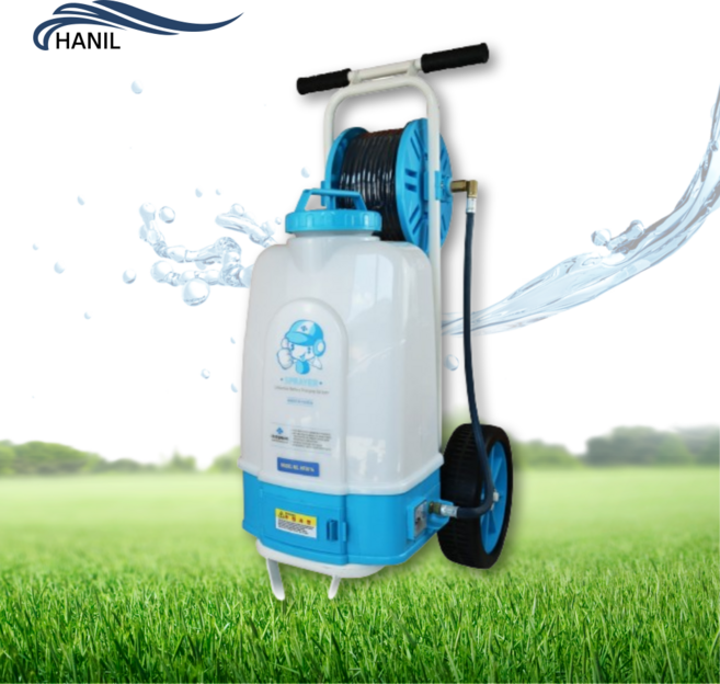 국산 한일에스피 HP-2014 밀20 밀차식 충전식 분무기 20리터 30M 농약 방역 소독 분무기, 1개