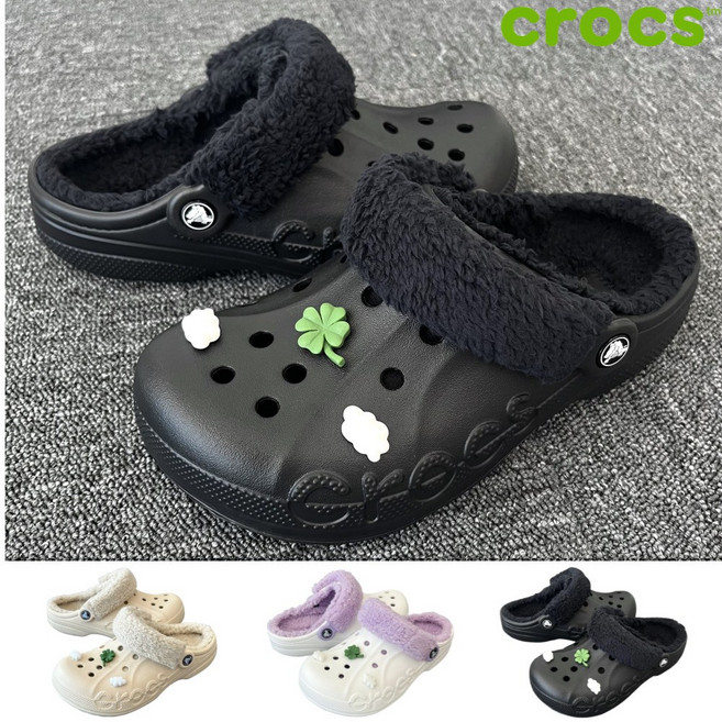 (정품)크록스 털신 겨울 털 슬리퍼 실내화 신발 + 스포젠 파츠 악세사리