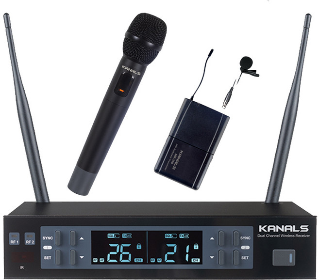 카날스 MW-620 무선마이크 2채널 강의용 행사용 세트 [MW-620 핸드마이크/핀마이크 선택], MW-620 [핸드MIC+핀MIC]