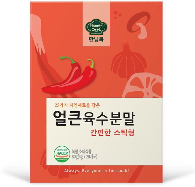 한닢쿡 얼큰육수분말 20개포, 1개, 80g