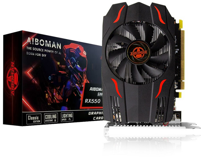 AIBOMAN AMD Radeon RX550 8GB 게임용 그래픽 카드 GDDR5 128Bit PCl Express 2.0 X16 데스크탑 컴퓨터 조립에 적합, 01 RX 550 8GB Black