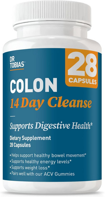 Dr. Tobias 코오롱 클린스 남녀 변비완화 및 장건강 지원 14일 대장 디톡스 및 장세탁용 클렌저 - 28캡슐, 2개, 28정