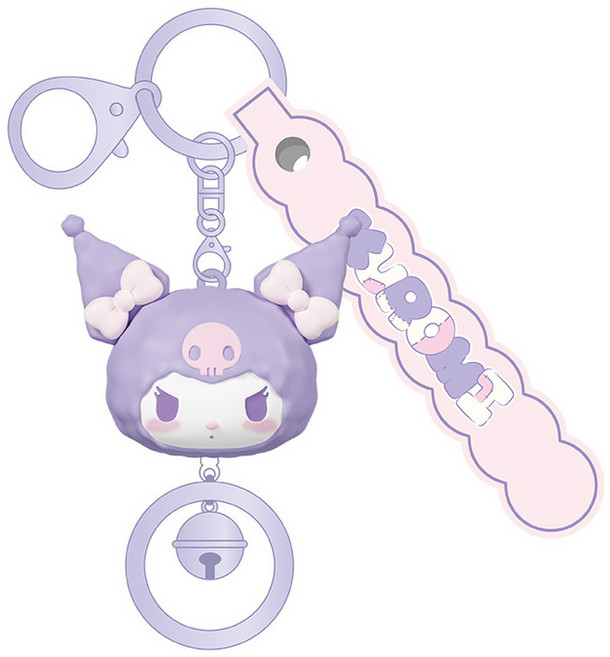 BenF Joy 산리오 방울 키링 가방 열쇠 고리 자동차 키 홀더 선물 커플 우정 캐릭터 백팩 꾸미기, 쿠로미, 1개