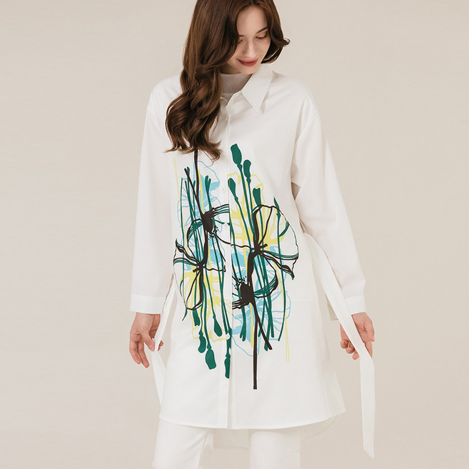 [스트랩SET] 아티스트 페인팅 패턴 롱셔츠