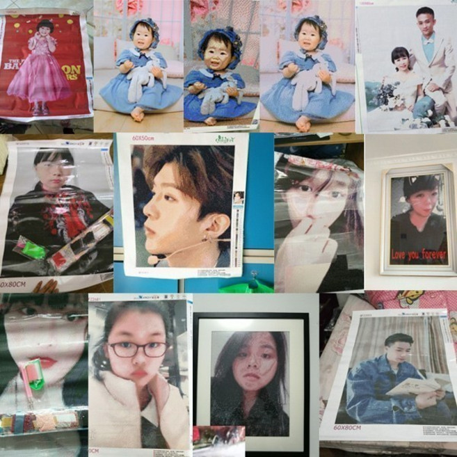 보석십자수 주문제작 셀카 친구 연인 가족 동물 모든 사진 가능, 35x45cm(내경30x40cm), 1세트