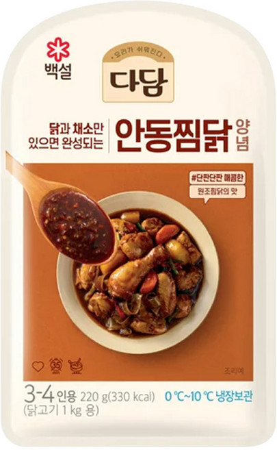 CJ [냉장] 다담 백설 안동찜닭양념, 220g, 3개