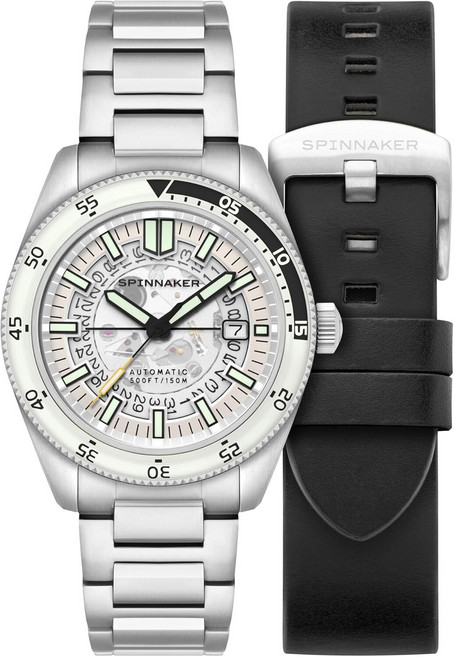 Spinnaker 남성용 43mm Fleuss 자동 시계 솔리드 스테인리스 스틸 브레이슬릿 SP-5118