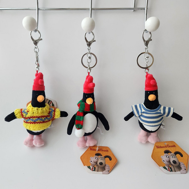 월레스 그로밋 페더스 그로우 여름 에디션 빌런 펭귄 키링, 1개, 추가옵션-스트라이프티셔츠