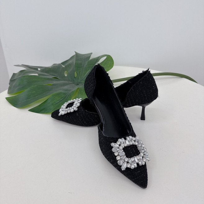 미니라임 뾰족코 큐빅 스필레토 하이힐