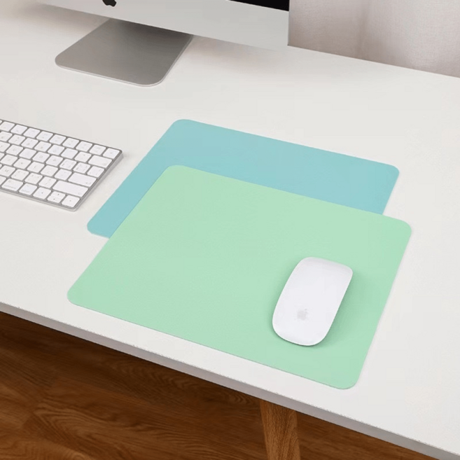 가죽 마우스패드 양면 심플 디자인, 1개, 그린+블루