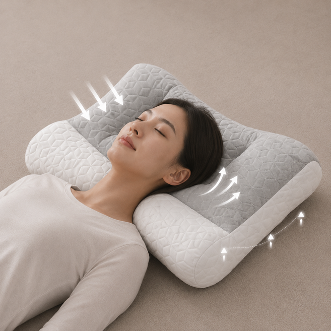 무에르 숙면 배게 수면 거북목 경추베개, 1개, 화이트