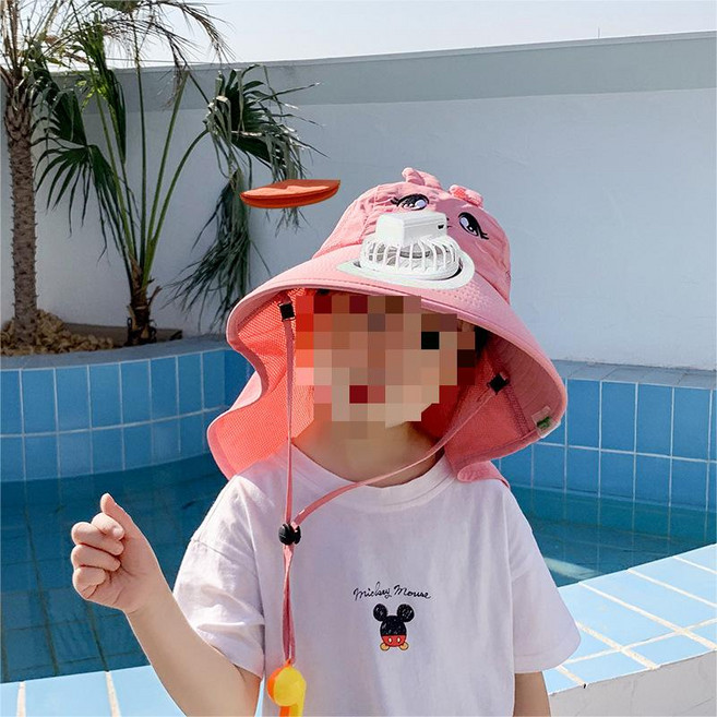 씨와이씨 어린이용 동물나라 선풍기모자 모자 선풍기 아동용선캡 49-56cm