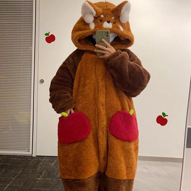 말랑마쥬 동물 캐릭터 후드 극세사 원피스 잠옷