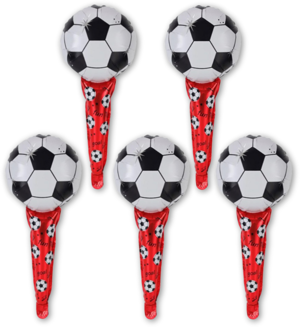축구응원도구 축구풍선스틱 월드컵 체육대회 응원막대풍선, 5개, 레드 스틱 (축구공)