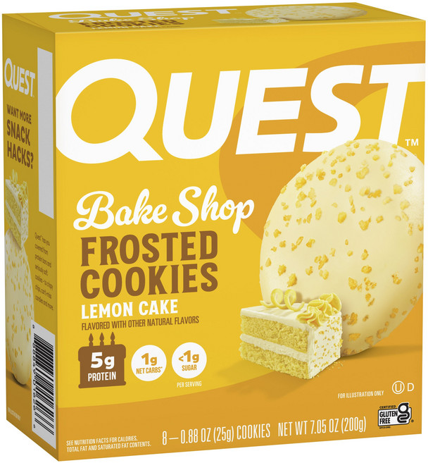퀘스트뉴트리션 베이크 샵 프로스트 쿠키 레몬 케이크 8개입, 200g, 1개