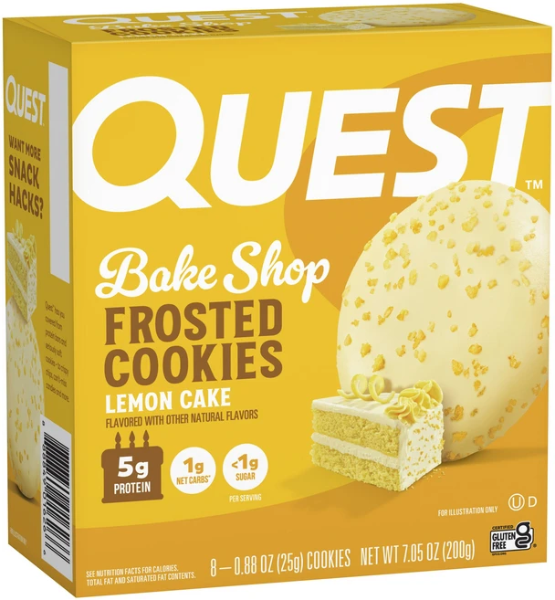 퀘스트뉴트리션 베이크 샵 프로스트 쿠키 레몬 케이크 8개입, 200g, 1개 - 쿠팡