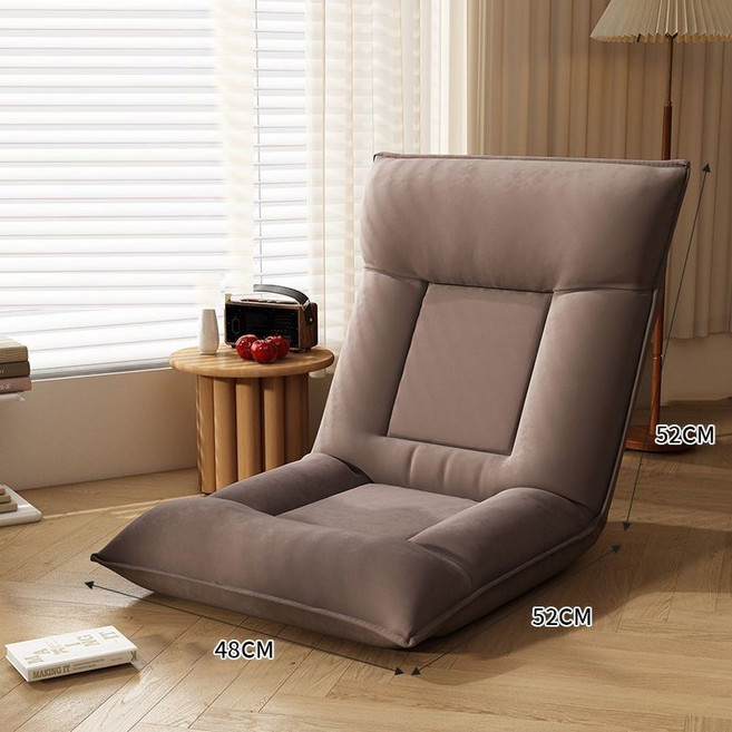 懶人沙發 榻榻米臥室飄窗靠背椅 可折疊日式單人沙發, 1個, 咖啡色【優質款】,升級乳膠坐墊