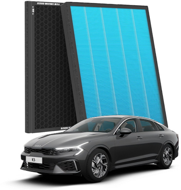 1+1 PM 0.3 에어컨필터 활성탄 블루 초미세먼지, 2개, K5 DL3 [FCP-17]