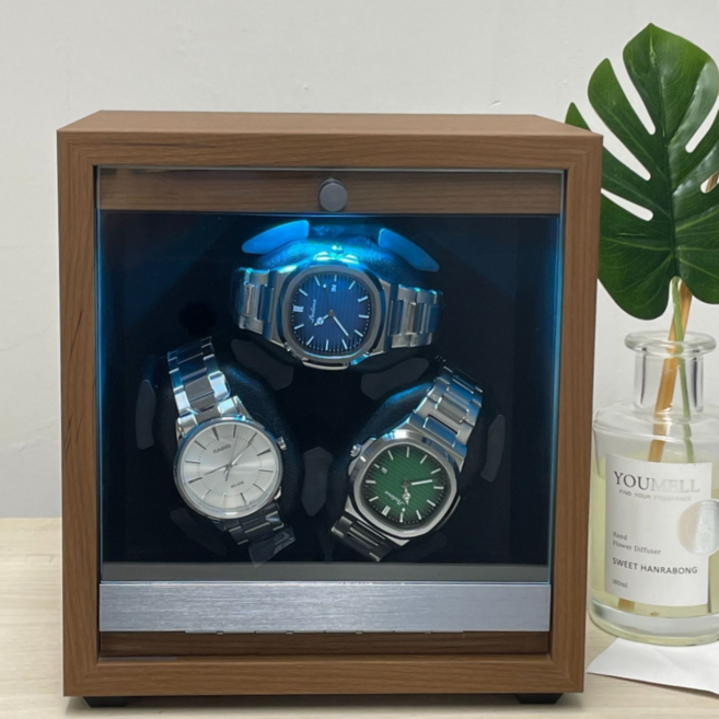 제로쿨 LED 불빛 워치와인더 3구 오토매틱 시계 보관