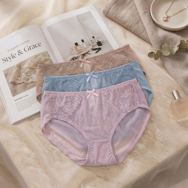 低機心蕾絲軟鋼圈內衣褲 貨號2911, 藍,單件內褲