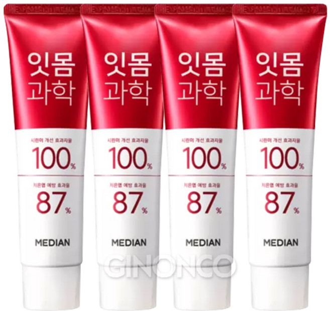 [지노앤코] 메디안 잇몸과학 치약 스트롱민트, 4개, 120g