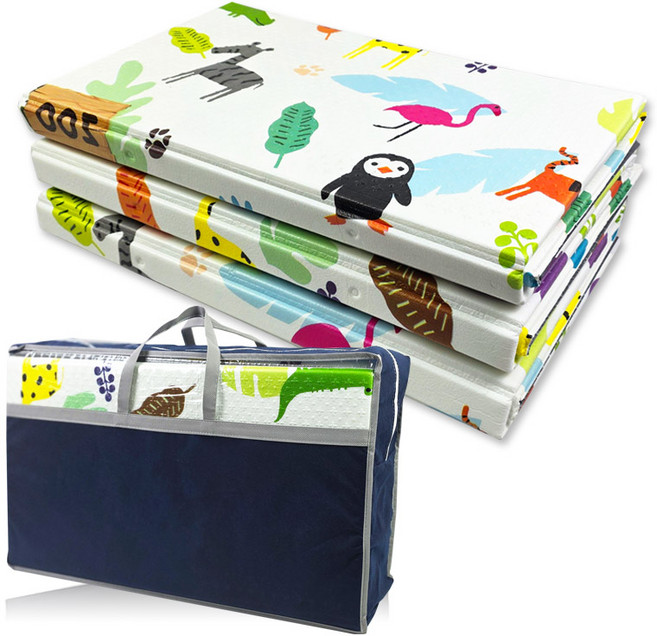 3단 캠핑매트 초대형 돗자리 210x270, 동물원 패턴