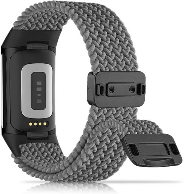 자석 꼬임 나일론 호환 Fitbit Charge 6 밴드 5 여성 남성용 부드럽고 스포츠 신축성 통기성 스트랩 교체 손목밴드 6Charge, 어두운 회색
