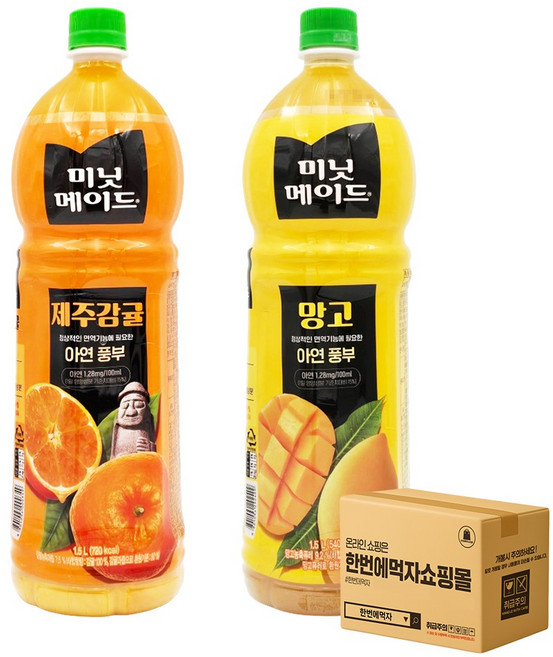 [한번에먹자] 과즙음료 2종 혼합세트 / 미닛메이드 제주감귤 + 미닛메이드 망고, 2개, 1.5L