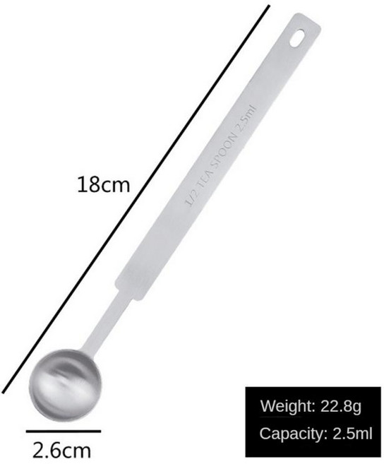 스테인리스 스틸 양념 베이킹 체중계 커피 측정 확장 핸들 녹슬기 쉬운 청소, 06 2.5ml