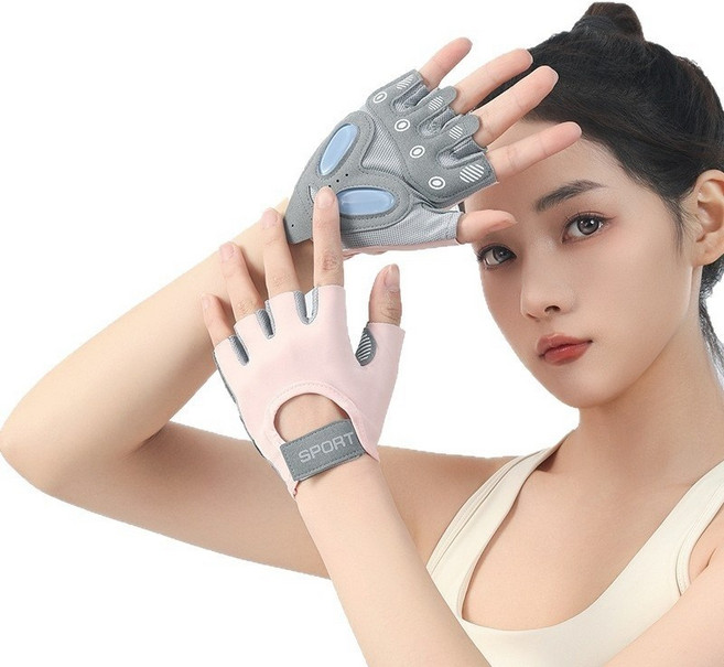 클로버 테크 반장갑 그립력 좋은 라이딩 헬스 장갑, 1세트, 핑크