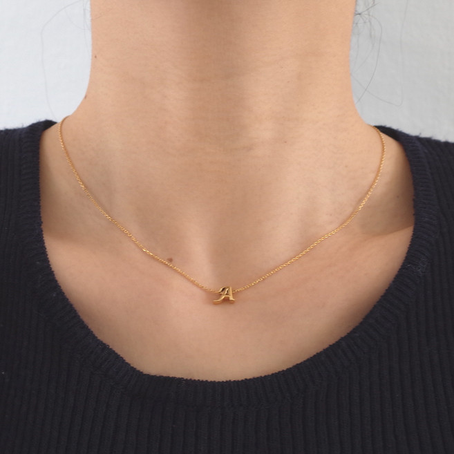 알파벳 이니셜 볼륨 팬던트 실버 은 목걸이