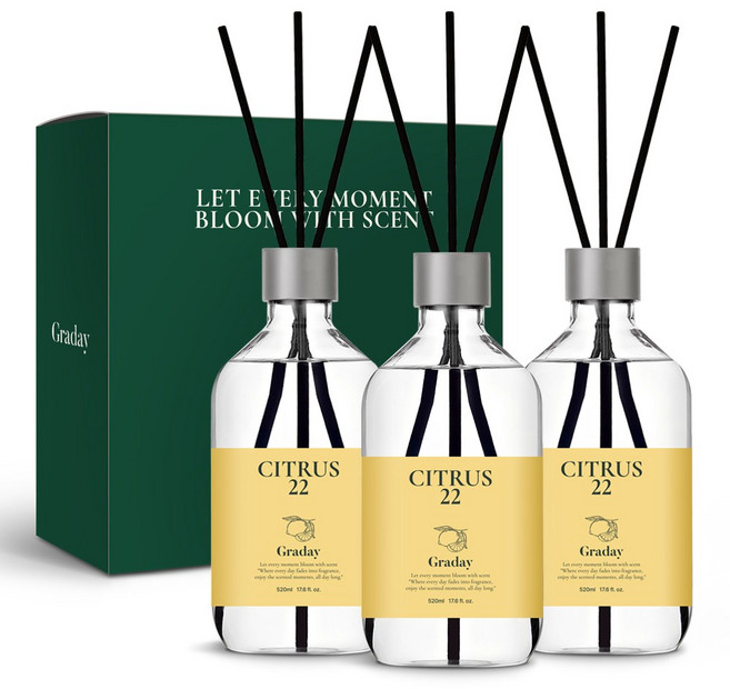 그라데이 디퓨저 선물세트, 3개, 520ml, 시트러스 22