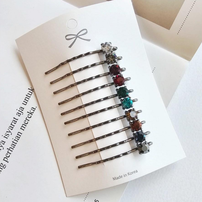 제이클레어 포인트 앞머리 미니 큐빅 실핀 세트 10p