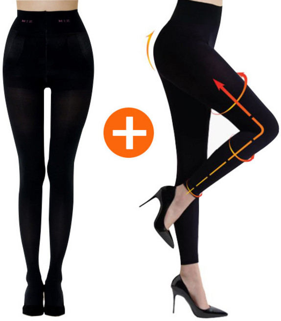 1+1 미즈라인 검정 스타킹 여성용 힙업 와이드밴드 몸매보정 무발 유발